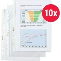 Pochette perforée Top Quality Hetzel A4 Chrystal claire Transparent 110 microns PP (Polypropylène) Au-Dessus 11 Perforations 22495190 10 Unités