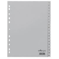 Intercalaires 1 à 20 DURABLE A4 Gris 20 intercalaires PP (Polypropylène) 11 Perforations 6522