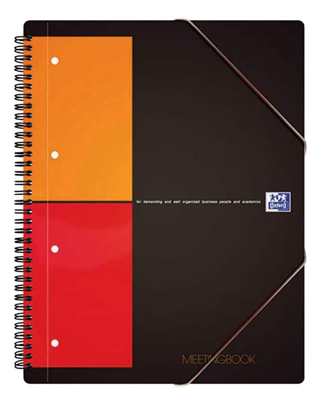 Bloc-notes OXFORD International A4+ Quadrillé Reliure en spirale Polypropylène Dos cartonné Gris, orange Perforé 160 Pages 80 Feuilles