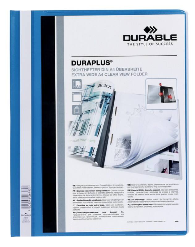 Farde à lamelle DURABLE Duraplus A4 extralarge Bleu Polychlorure de vinyle
