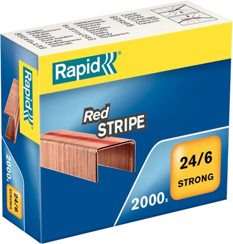 Agrafes Rapid Strong Red Stripe 24/6 11700245 Cuivre Argenté 2 000 Agrafes
