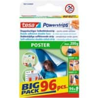 Bande adhésive tesa Powerstrips Poster Transparent 20 mm (l) x 0,045 m (L) 96 Unités