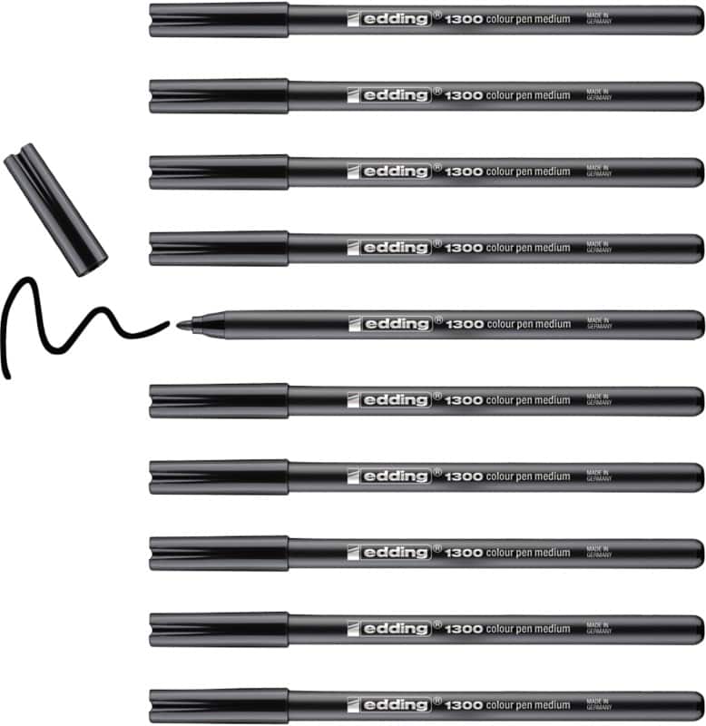 Stylo-feutre edding - Moyen Noir 1300 10 Unités