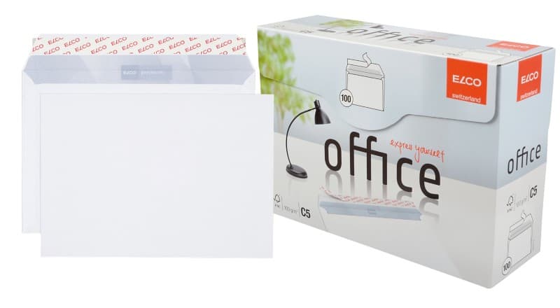 Enveloppes Elco Office Sans fenêtre C5 229 (l) x 162 (h) mm Bande adhésive Blanc 100 g/m² 100 Unités