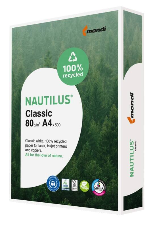 Papier imprimante Nautilus Classic A4 Recyclé 100% 80 g/m² Dépoli Blanc 500 Feuilles