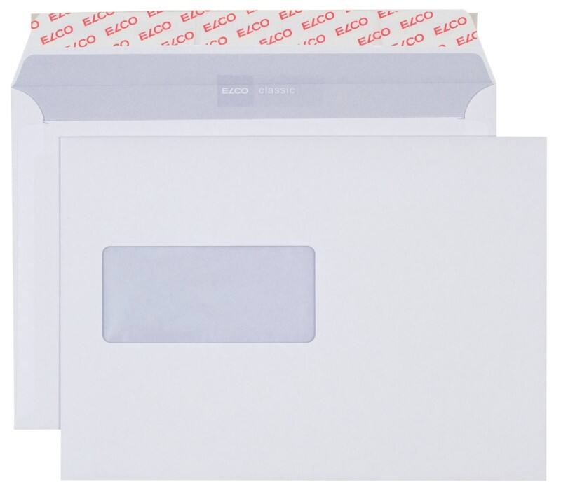 Enveloppes Elco Classic Avec fenêtre C5 229 (l) x 162 (h) mm Bande adhésive Blanc 100 g/m² 500 Unités