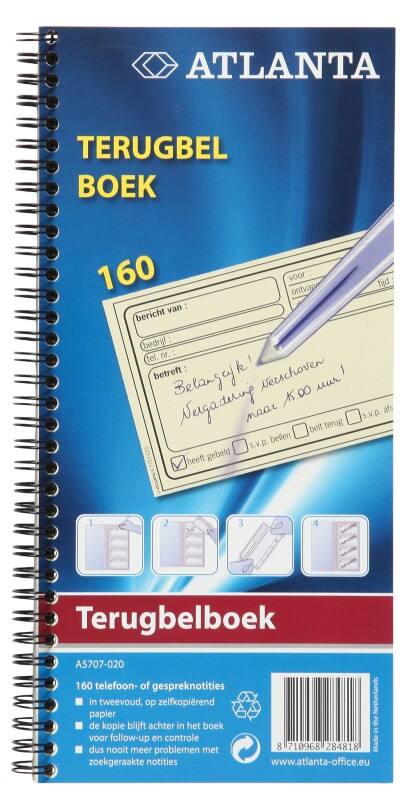 Cahier Djois Atlanta "Messages reçus" NL Bleu non perforé Spécial 7,4 x 12,5 cm 70 g/m² 80 feuilles 80 feuilles