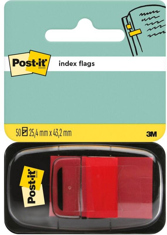 Index adhésifs Post-it Rouge 25,4 x 43,2 mm 50 Bandes
