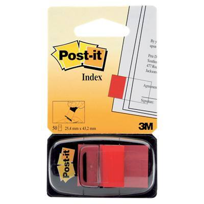 Index adhésifs Post-it Rouge 25,4 x 43,2 mm 50 Bandes