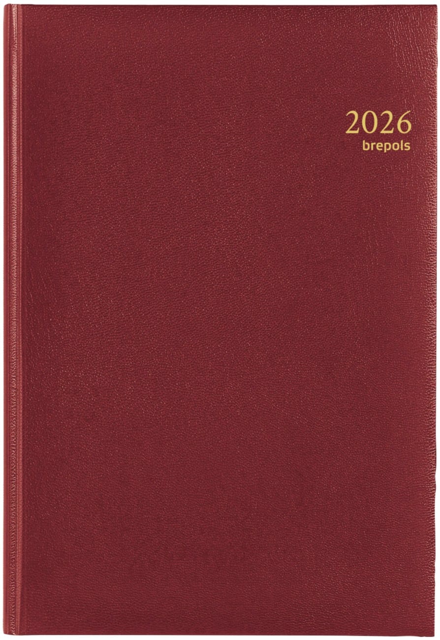 Agenda Brepols Omega Lima 2026 A4 1 Semaine sur 2 pages Allemand, Anglais, Français, Italien, Néerlandais, Espagnol Bordeaux 0,030,1256,04,6,0