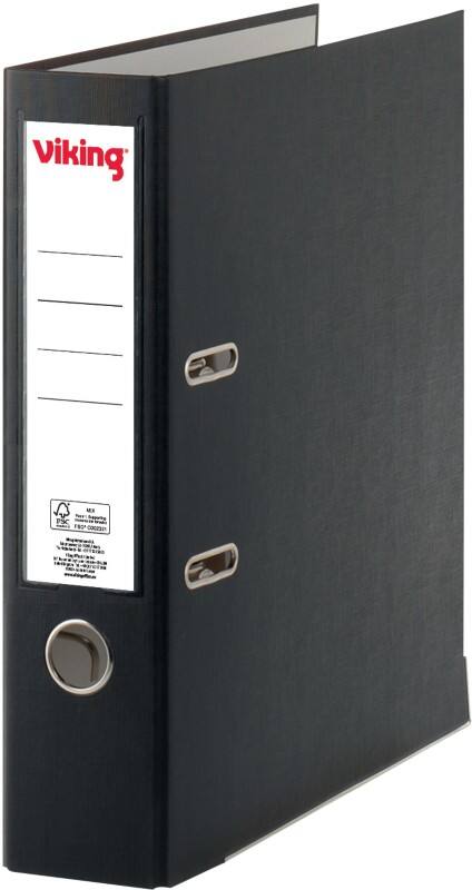 Classeur à levier Viking Large A4 75 mm Noir 2 Anneaux Plastique Mat Portrait