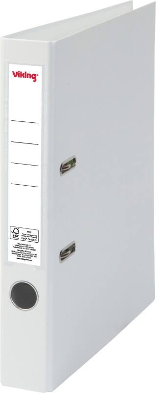 Classeur à levier Viking Étroit A4 50 mm Blanc 2 Anneaux Plastique Mat Portrait