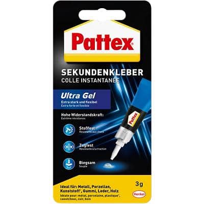 Colle instantanée Permanente Pattex Ultra Gel Transparent PSG2C 3g