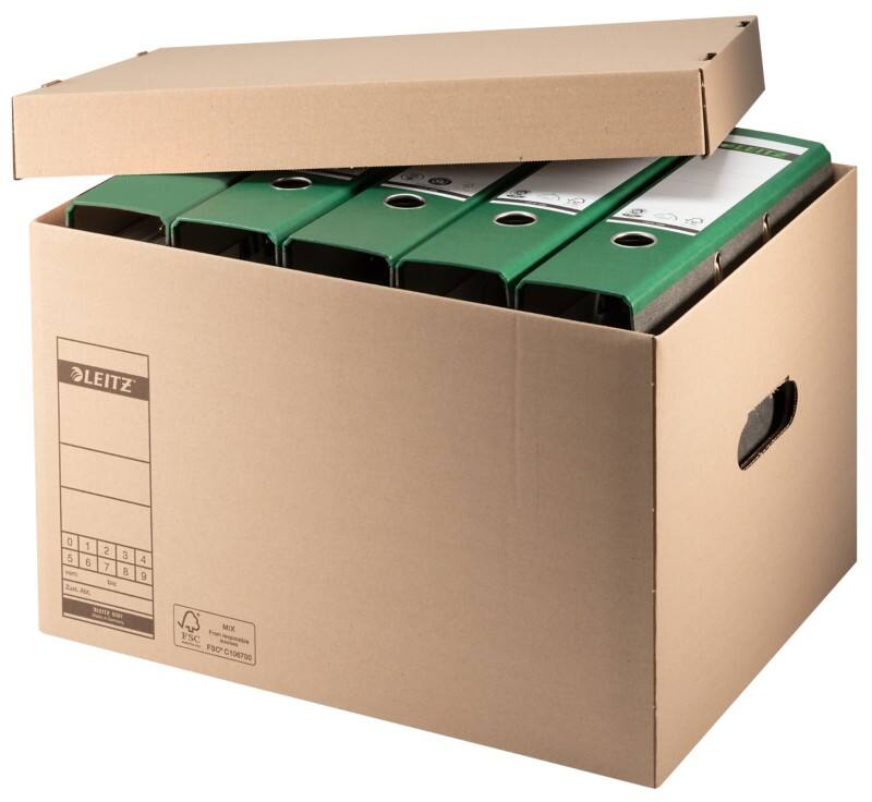 Boîtes d'archivage Leitz Premium 6081 avec couvercle format L brun du nature carton 44 x 33,5 x 28 cm 10 Unités