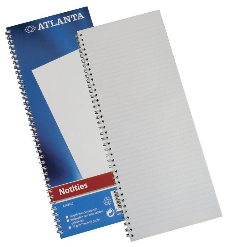 Carnet de notes à spirale Djois Atlanta Bleu Dos rigide Ligné 330 x 135 mm 50 feuilles
