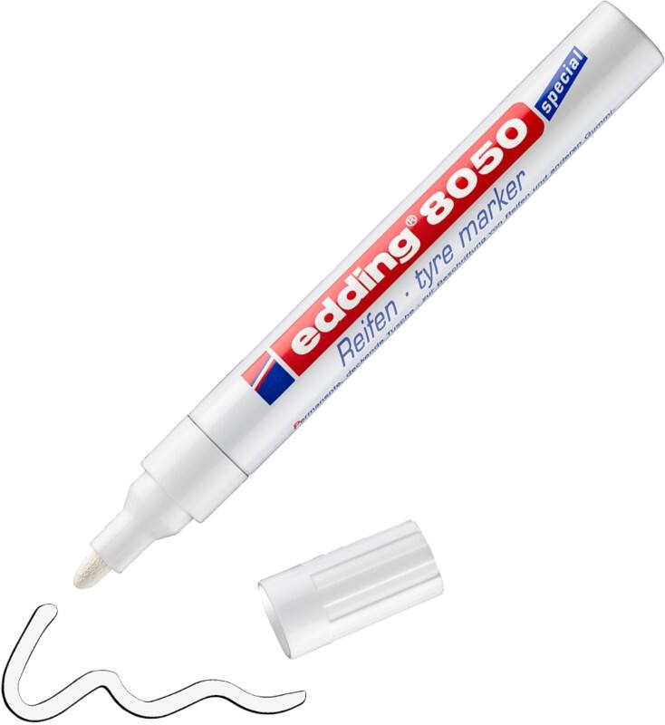 Marqueur spécial caoutchouc edding 8050 Permanent Blanc Moyen Ogive 4 mm