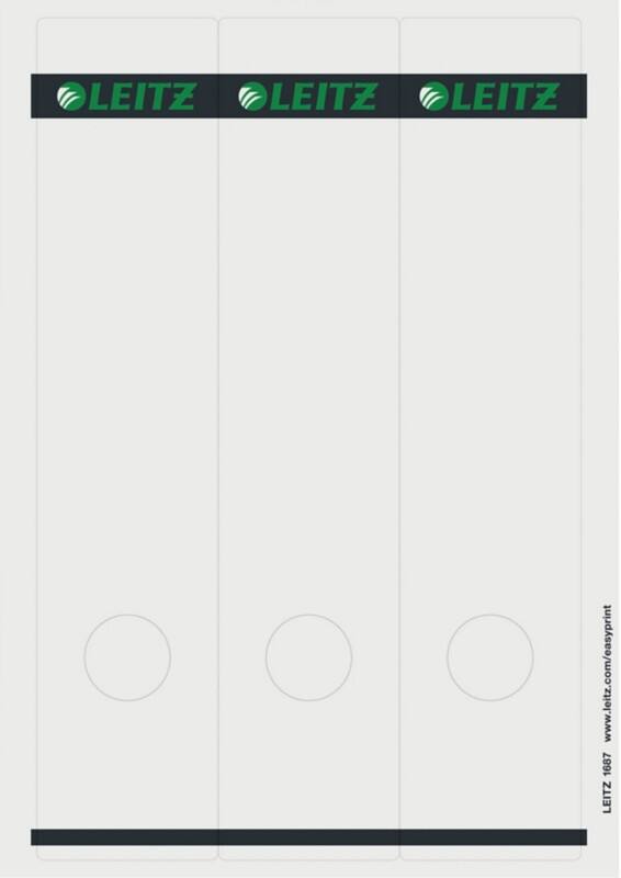Étiquettes adhésive de dos imprimables PC Leitz 1687 longue pour classeurs à levier Leitz 1080 gris clair 62 x 285 mm 75 unités