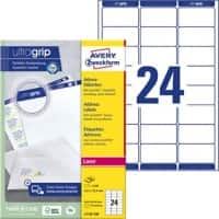 Étiquettes d'adresse Ultragrip AVERY Zweckform L7159-100 Adhésif A4 Blanc 63.5 x 33.9 mm 100 Feuilles de 24 Étiquettes