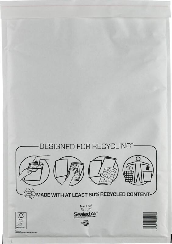 Pochettes à soufflet Mail Lite J/6 Blanc Sans Fenêtre 300 (L) x 440 (H) mm Bande adhésive 79 g/m² 50 Unités