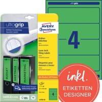 Étiquettes pour dos de classeur Avery L4768-20 Vert A4 61 mm 20 Feuilles de 4 Étiquettes