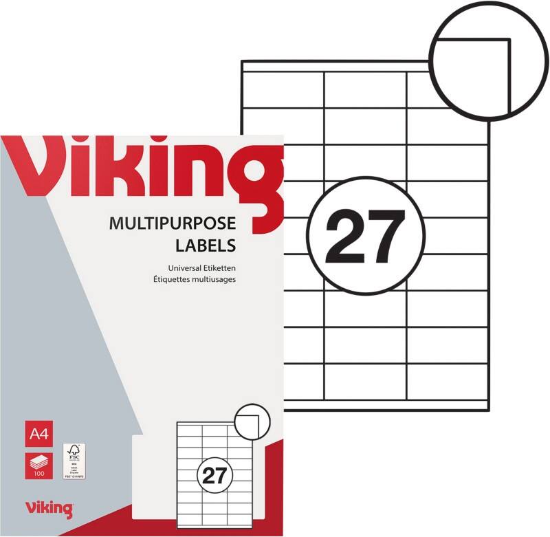 Étiquettes multifonctions Viking repositionnables 70 x 31 mm Blanc 2 700 Étiquettes par paquet