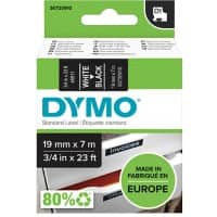 Ruban d’étiquettes D1 Dymo S0720910 / 45811 d’origine Autocollantes Blanc sur noir 19 mm x 7 m