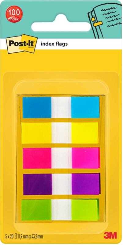 Index Post-it 6835-5CB Assortiment 11,9 x 43,2 mm 20 x 5 unités
