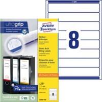 Étiquettes pour dos de classeur Avery L6060-100 Ultragrip Blanc A4 19,2 x 3,4 cm 100 Feuilles de 8 Étiquettes