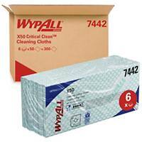 Chiffon en microfibre WYPALL Hydroknit X50 à sec Ré-utilisable Blanc Paquet de 50