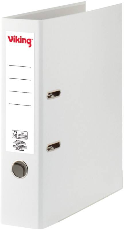 Classeur à levier Viking Large A4 75 mm Blanc 2 Anneaux Plastique Mat Portrait
