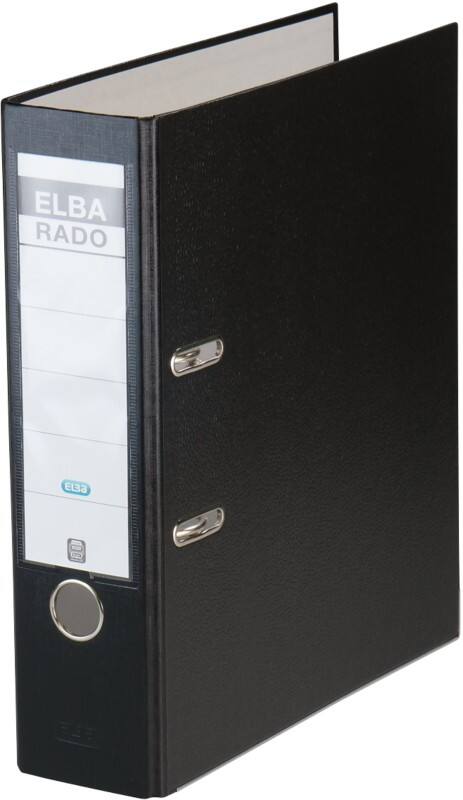 Classeur à levier ELBA Large Rado Brilliant A4 80 mm Noir 2 Anneaux Plastique