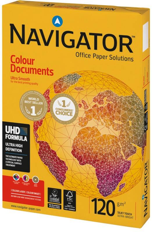 Papier imprimante Navigator Colour Documents A4 120 g/m² Lisse Blanc 250 Feuilles