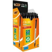 Stylo-bille BIC ECOlutions Clic Stic Rétractable Noir 0,4 mm Moyen Bille 62% Recyclé 50 Unités