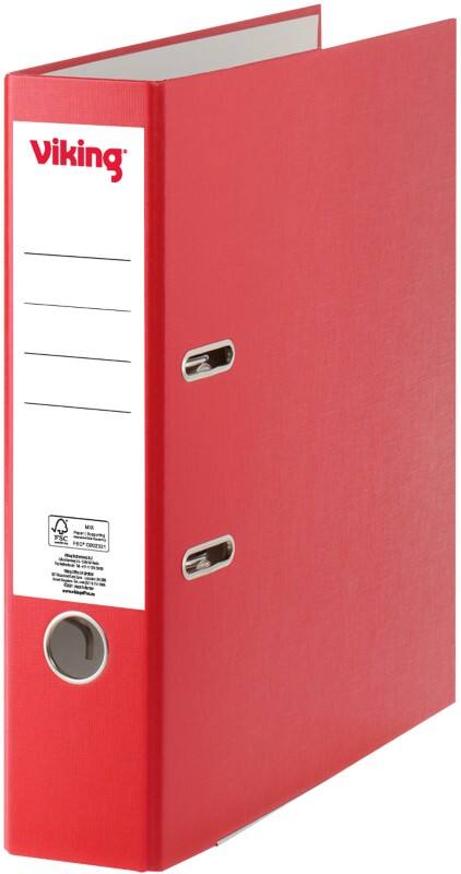 Classeur à levier Viking Large A4 75 mm Rouge 2 Anneaux Plastique Mat Portrait