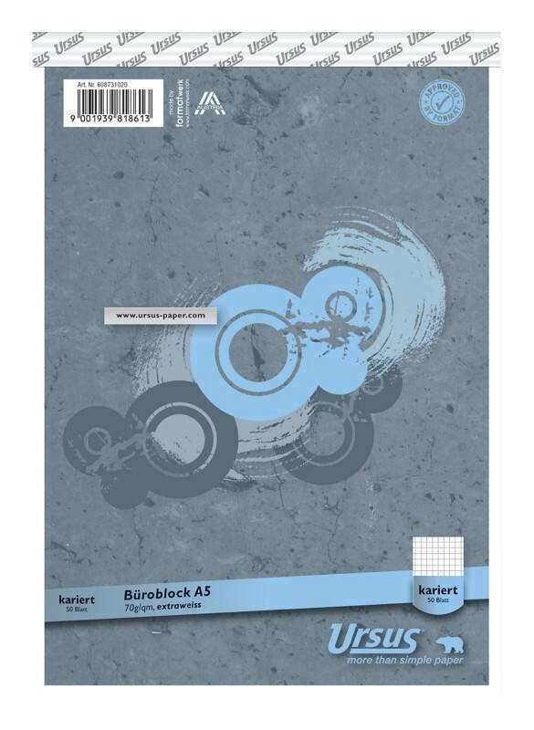 Bloc-notes Ursus Style A5 Quadrillé Agrafé Papier Gris Perforé 100 pages