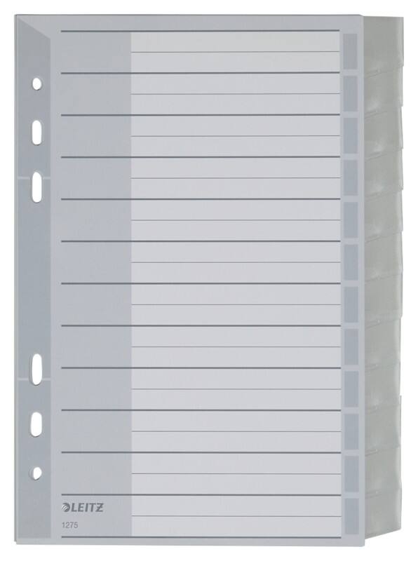 Intercalaires Leitz Vierge A5 Gris 12 intercalaires Polypropylène 11 Perforations 4370