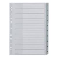 Intercalaires Leitz 1280 A4 extra large Gris 10 intercalaires Perforé PP 1 à 10