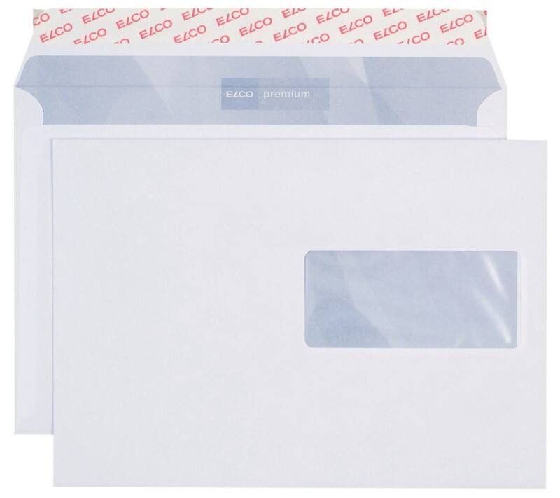 Enveloppes Elco Premium Avec fenêtre C5 229 (l) x 162 (h) mm Bande adhésive Blanc 100 g/m² 500 Unités