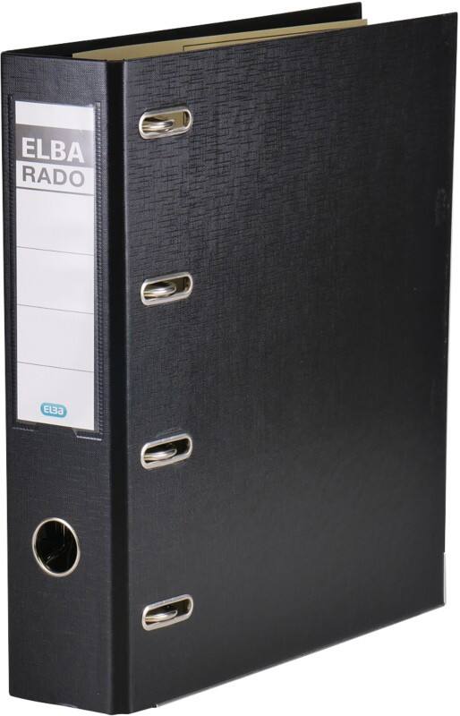 Classeur double ELBA Large Rado Plast A5 75 mm Noir 4 Anneaux 100551851 Carton, PP (Polypropylène) Paysage