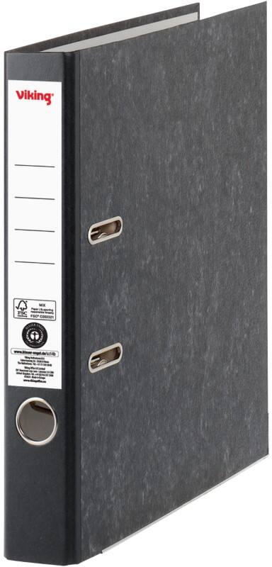 Classeur à levier Viking Étroit A4 50 mm Noir 2 Anneaux Carton Effet Marbre Portrait