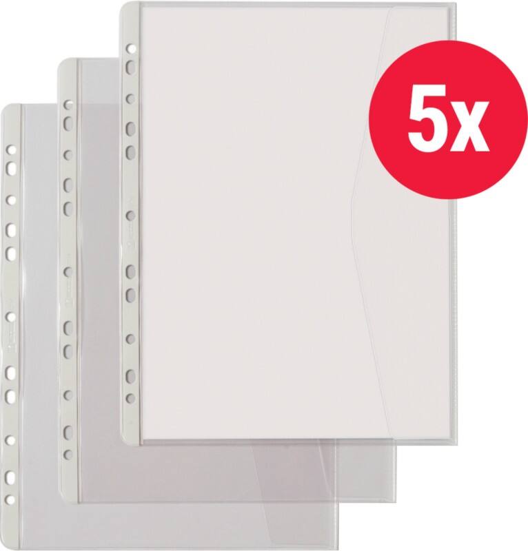 Porte-documents Hetzel A4+ Granuleux Transparent 140 microns PVC (Polychlorure de vinyle) Ouverture à droite 11 perforations 226784 5 unités