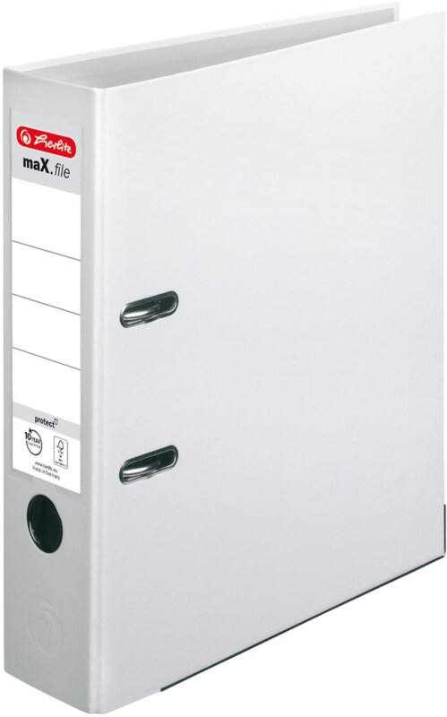 Classeur à levier herlitz Large maX,file protect A4 80 mm Blanc 2 Anneaux 5480710 Plastique Relief Portrait