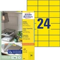 Étiquettes universelles Avery 3451 Jaune 70 x 37 mm Rectangulaire 100 feuilles de 24 étiquettes