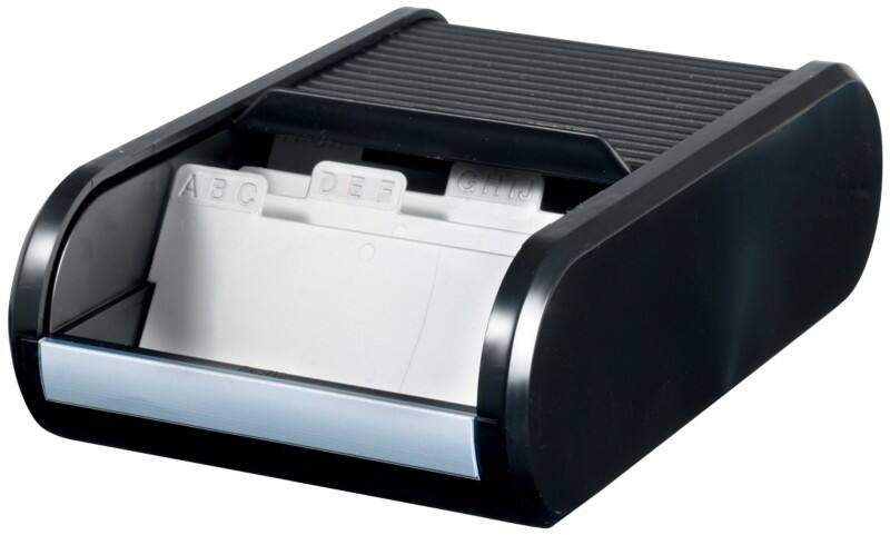Boîte pour cartes de visite helit H6218095 Noir pour 300 Cartes 13,6 x 24 x 6,7 cm