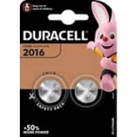 Piles bouton Duracell CR2016 3V Lithium 2 Unités