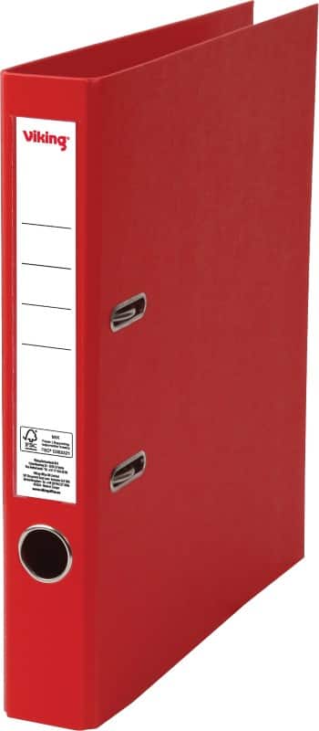 Classeur à levier Viking Étroit A4 50 mm Rouge 2 Anneaux Plastique Mat Portrait