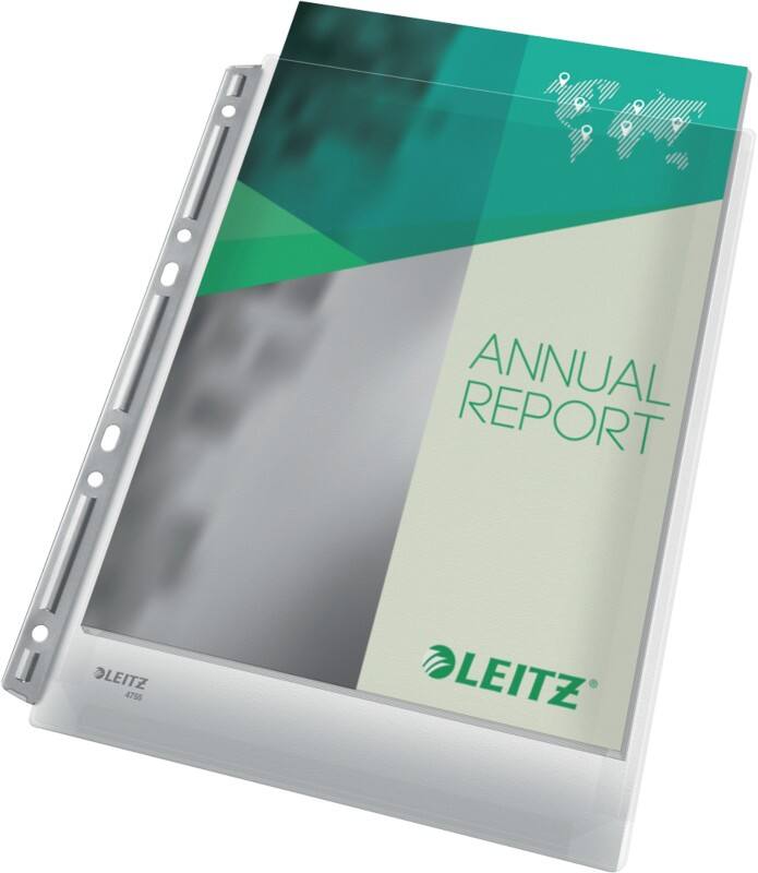 Pochettes perforées Maxi Leitz A4 Lisse Transparent 170 microns Mélaminé, PVC (Polychlorure de vinyle) Ouverture par le haut 6 Perforations 4755 3 Unités