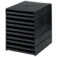 Module de classement Styro Styro Noir 10 tiroirs ouverts 24,6 x 32,3 x 33,5 cm