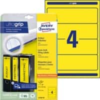 Étiquettes pour dos de classeurs Avery Ultragrip L4769-20 Jaune A4 61 mm 20 Feuilles de 4 Étiquettes