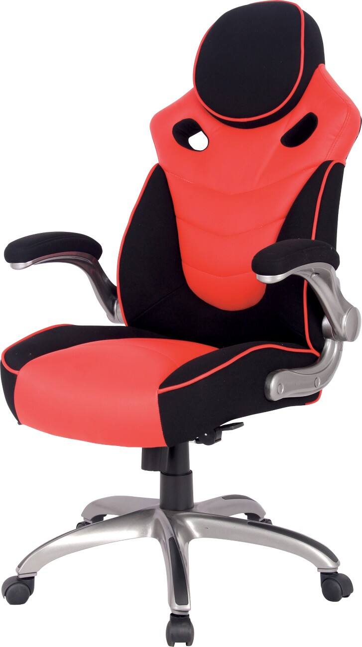 Siège gamer Realspace Inclinaison de base, avec accoudoir 2D et siège réglable HLC-1455 Cuir reconstitué Noir, rouge